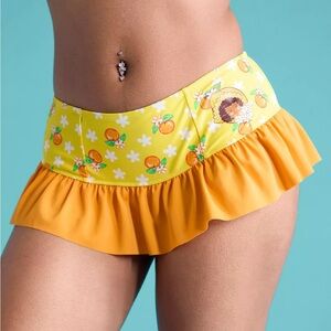 Yellow Ruffle strawberry shortcake Swim Shorts